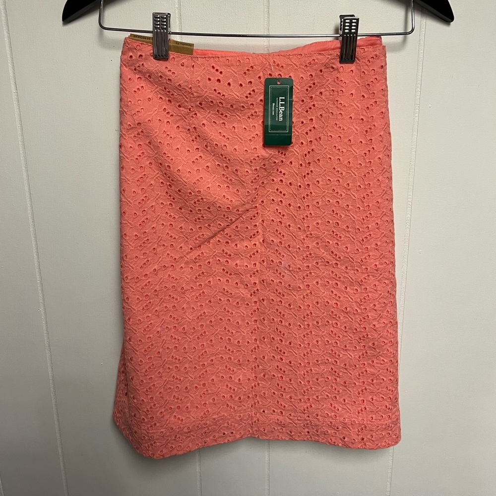 NWT! LLBean Coral Lace Mid- Length Skirt